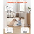 thumbnail image 4 of KFFKFF Adjustable Dog Gate for Stairs, 26-43 in Width, 28 in Height, No Bottom Bar, One-Hand Operation, Secure Installation with Hardware Kit, Suitable for Stairs, Doorways, and Home Use, White, 4 of 9