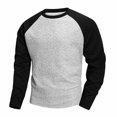 thumbnail image 5 of qafoshin Men Raglan Long Sleeve Pullover Tops, Fashion Textured Knit Crew Neck Shirts, Winter Casual Color Block Sweatshirts, 5 of 6