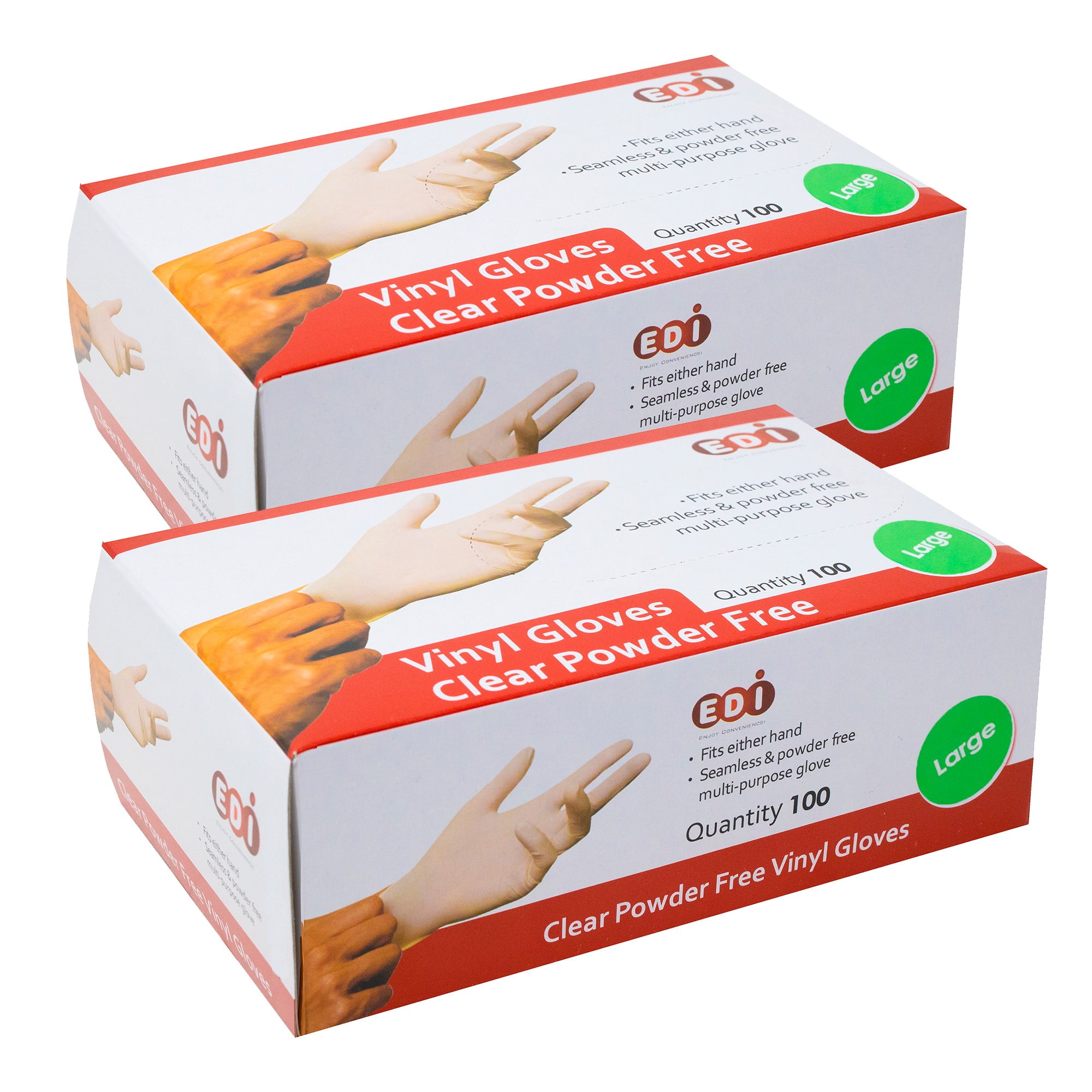 EDI Disposable Large Vinyl Gloves PowderFree, LatexFree 200