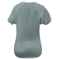 thumbnail image 5 of asdoklhq Juniors Plus Tops & T-Shirts,Women Solid V-Neck Lace Crochet Eyelet Short Sleeve Casual Shirts Blouses Tops, 5 of 5