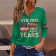 thumbnail image 2 of Women's Patriotic 250th Anniversary Shirt USA 1776-2026 3/4 Sleeve V Neck Button Down Henley Tee, 2 of 3