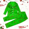 thumbnail image 4 of XDZJLR Kids Girls Christmas Pajamas Xmas Print Soft Satin Feel Two Piece Holiday Festive Party Comfortable Nightwear Outfit Pj'S Sleepwear Green 9-10 Years, 4 of 7