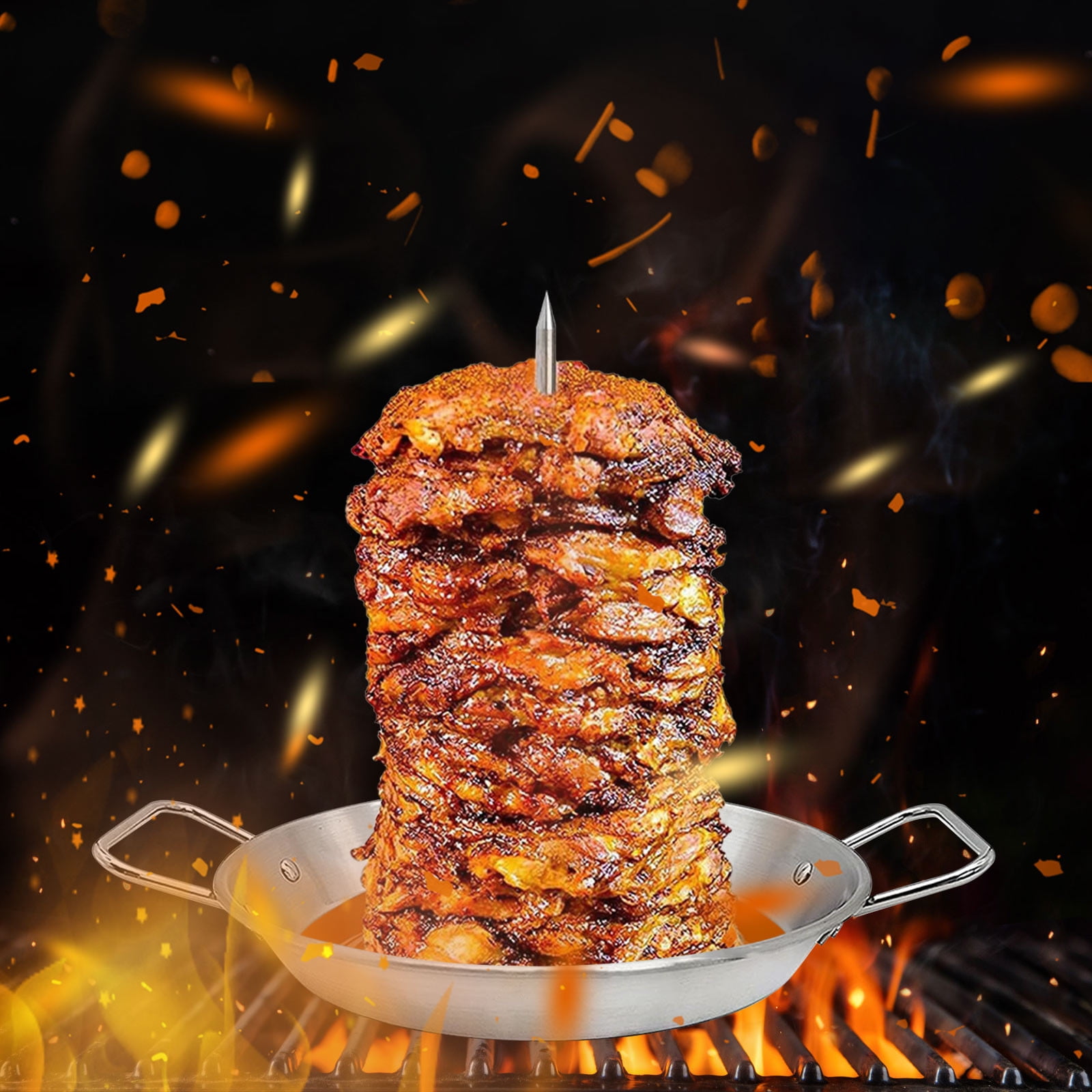 Brochette Verticale En Inox 3 Pointes Pour Shawarma - Longueurs 20,3 à 30,5 Cm - Pour Grill Et Four - 9