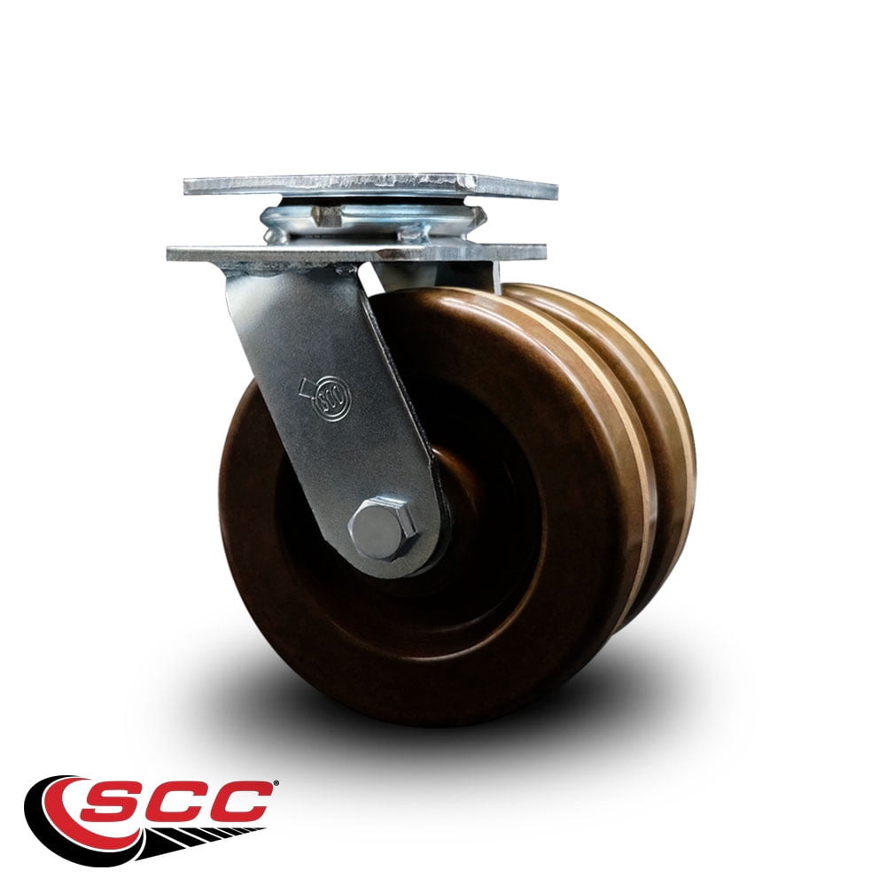 6 Inch Dual High Temp Phenolic Wheels Swivel Caster with Roller Bearing SCC