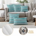 thumbnail image 4 of 2 Pack Outdoor Waterproof Throw Pillow Covers,Turquoise Gray Striped Decorative Square Pillow Case Patio Pillowcases for Chair Couch Sofa 16x16in, 4 of 9