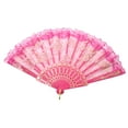 thumbnail image 1 of TrendBox Elegant Vintage Retro Flower Rose Lace Handheld Chinese Folding Fan For Dancing Ball Parties Ladies - Hot Pink, 1 of 1