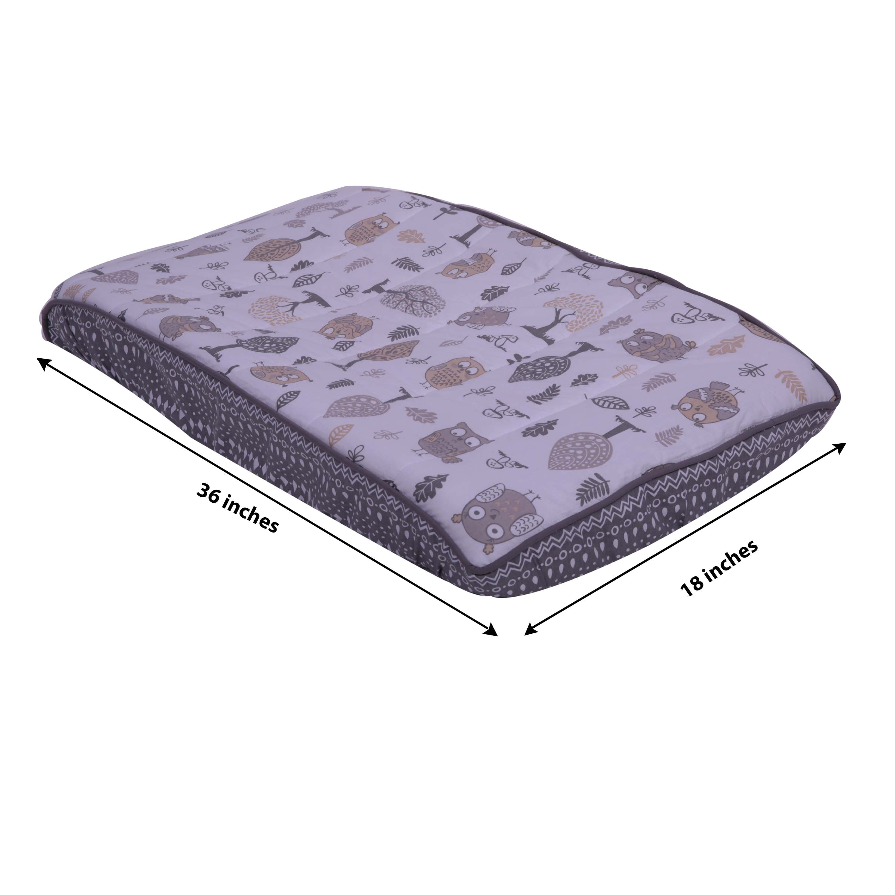 Bacati - Owls Grey/Beige Neutral Cotton Changing Pad Cover
