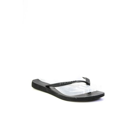 

Pre-owned|Havaianas Womens Slip On Logo T Strap Sandals Black Rubber Size 35-36