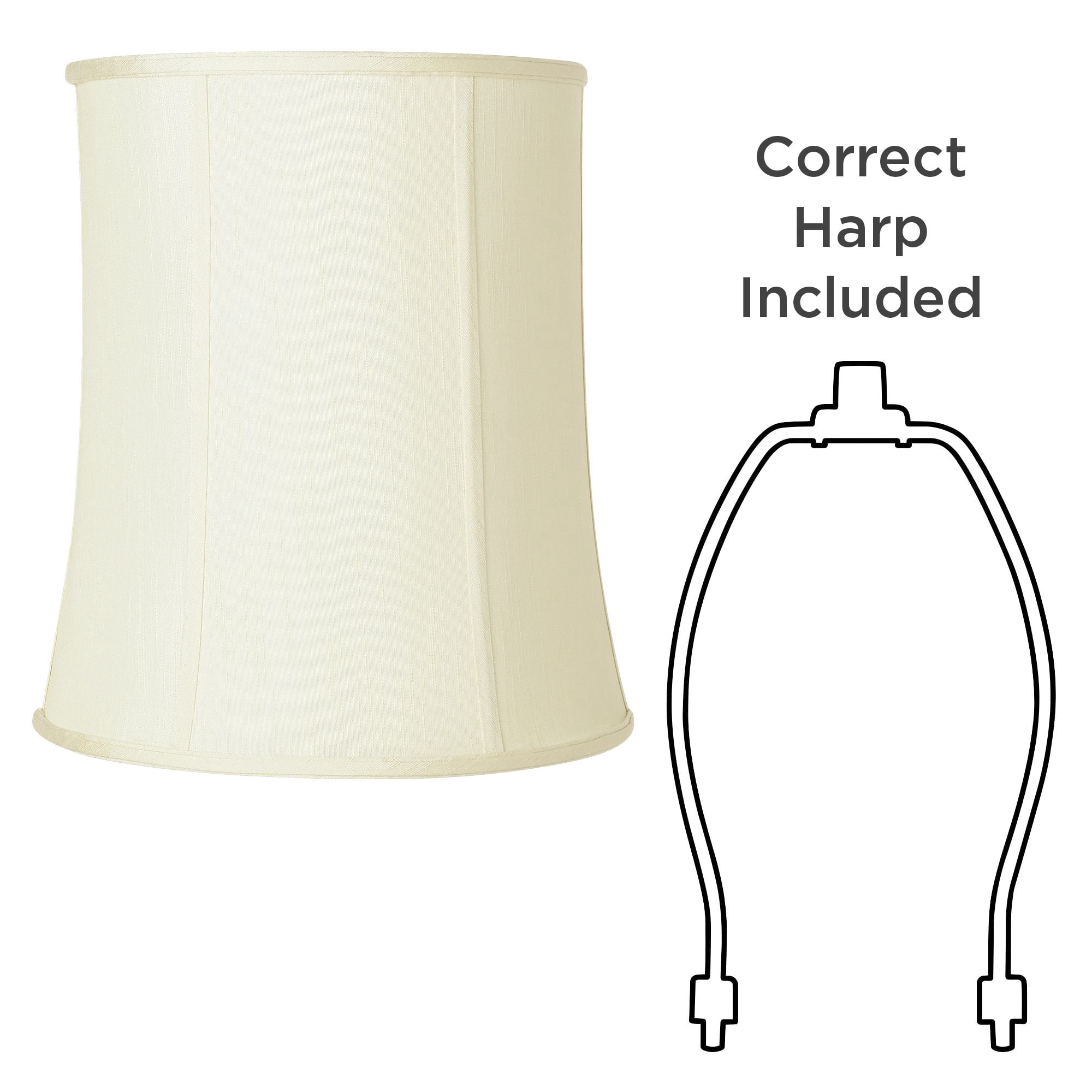 Springcrest Buttercream Medium Deep Drum Lamp Shade 12" Top x 14" Bottom x 16" High (Spider) Replacement with Harp and Finial