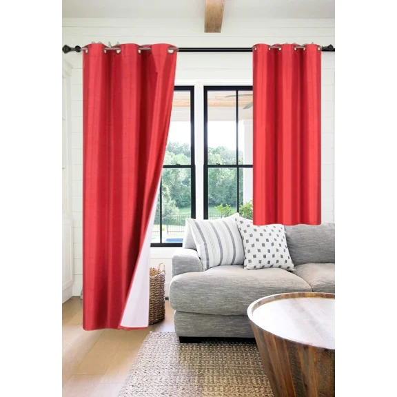 Gorgeous Home Linen 2‑Panel Blackout Thermal Window Curtains, Bronze Grommet Top, Red, 95 in Long Adam Home Décor