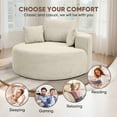 thumbnail image 4 of Hawsaiy 56.3" Oversized Round Chaise Lounge Sofa, Deep Seat Sleeper Loveseat with 3 Supportive Pillows, Wide Armrest, No Assembly Required, Corduroy Fabric Sofa Bed for Living Room or Bedroom, 4 of 10