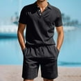 thumbnail image 2 of NAFUU Men's 2 Piece Outfit Mens Summer Suit Loose Casual Breathable Shirt Short Sleeve Shorts Linen Suit Comfy Loose Sports Suit, 2 of 9