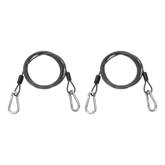 Uxcell 4.9ft (59.1") Security Steel Cable with Snap Hook, 2Pcs Coated Flexible Double Loop Wire Rope Bike Cable Lock Security Chain for Outdoor Travel Luggage, Gun Gray