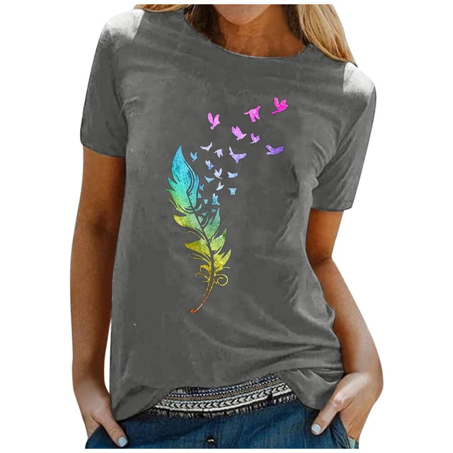 Gibobby Camisa Moda Mujer Mujeres Blouse Top Round Neck con estilo T camisas(Gris, XXL)
