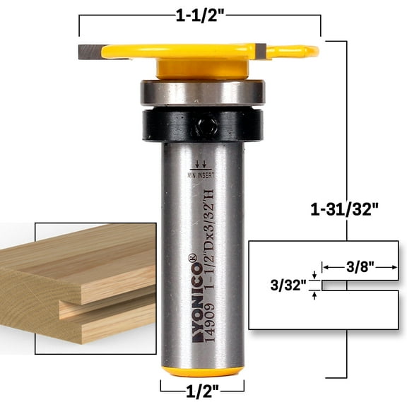 3/32" Top Bearing Slot Cutter Router Bit - 1/2" Shank - Yonico 14909