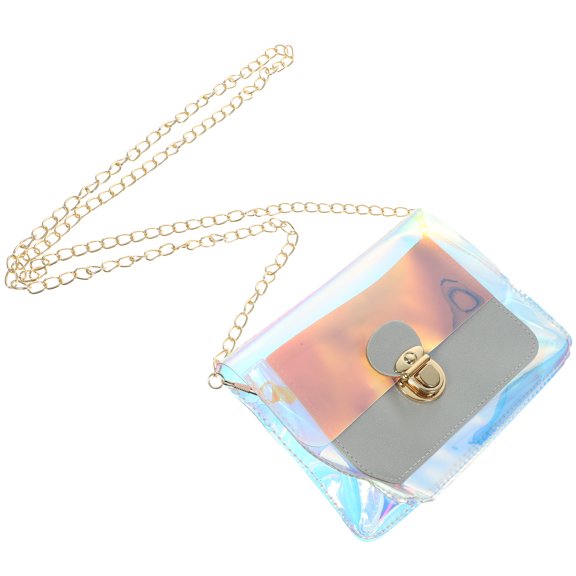 WORGEOUS 2pcs Women Transparent Handbag Colorful Chain Bags Rainbow Purses Clear Bag (Blue)