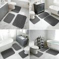 thumbnail image 5 of Gray and Black Checkered Pattern Bathroom Rug Set 3 Piece,Non-Slip Bath Mat Set with U-Shaped Contour and Runner Soft Absorbent Washable, 5 of 5