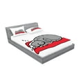 thumbnail image 2 of Ambesonne Christmas Fitted Sheet & Pillow Sham Set, Cat with Santa Hat, Full, White Red Grey, 2 of 2