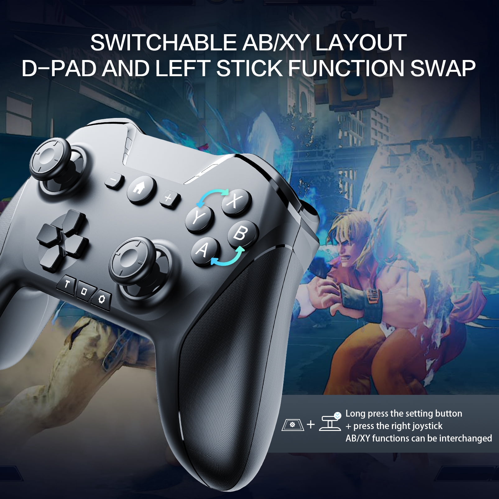 Wireless Game Controller for Nintendo Switch, Wireless Pro Controller  Ergonomic Design Gamepad Gaming Joypad Joystick with USB Charging Cable -  Walmart.com