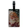 thumbnail image 1 of Christmas Holiday Santa Claus Tasting Snowflakes Rectangle Leather Luggage Card Suitcase Carry-On ID Tag, 1 of 8