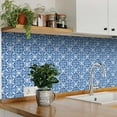 thumbnail image 2 of Mi Alma Blue White Floral Peel & Stick Vinyl Backsplash Tiles 5x5, 24 pcs, 2 of 10