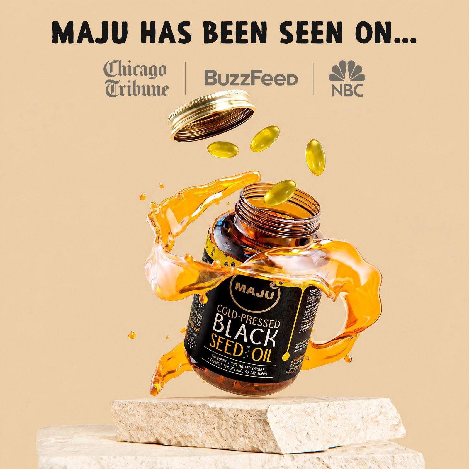 Maju Superfoods Black Seed Oil Capsules Cold Pressed, Gluten-Free