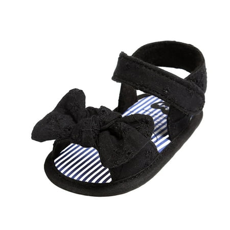 

KIHOUT Clearance Spring and Summer New Toddler Shoes for Girls Flat Bow Flower Embroidered Baby Soft Soled Sandals