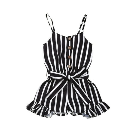 

Luiryar Baby Girls Summer Sleeveless Romper Stripe Single-breasted Shorts