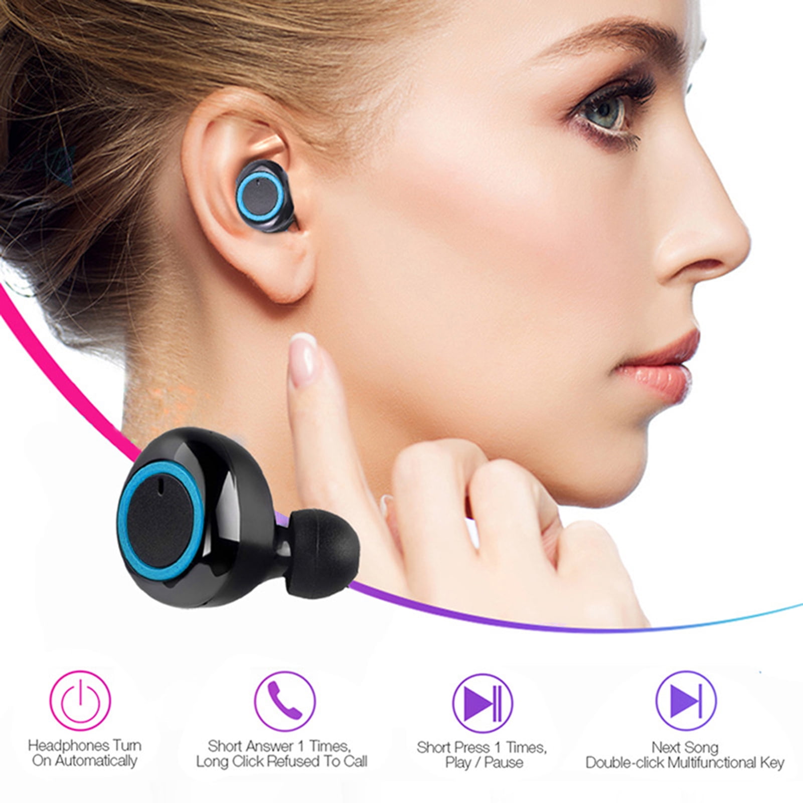 Y50 TWS Bluetooth 5.0 Earbuds Wireless Headphone Sport Earphones -  Walmart.com