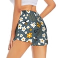 thumbnail image 4 of Picia Flowers and Bee Pattern Women's 2 in 1 Athletic Running Shorts High Waisted Workout Casual Gym Sweat Shorts with Comfy Liner Zipper Pockets-Small, 4 of 9