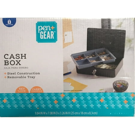 Pen + Gear Pg 10`black Cash Box With Coin Tray (Best Place To Cash In Coins)