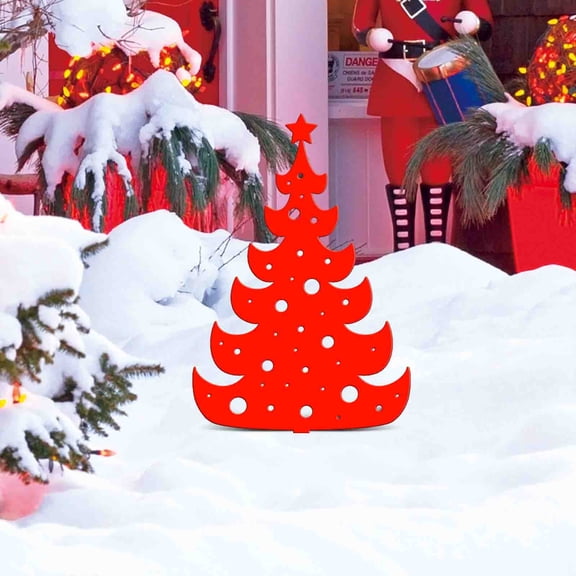 BOBOMOTI Outdoor Christmas Decorations Xmas Red Christmas Tree Stakes for Winter Holiday Christmas Outside Yard Pathway Lawn Decor Supplies