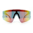 thumbnail image 5 of Boys Size Flip Up Shield Rimless Adjustable Arm MTB Sport Sunglasses Red - Orange Mirror, 5 of 8