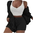 thumbnail image 3 of Conjunto de pijama de dos piezas de manga larga con capucha y chaquetas informales para mujer, de terciopelo de doble cara, con capucha, de manga larga, con pantalones cortos y chaqueta, abrigo y pant, 3 of 6