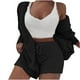 thumbnail image 4 of Conjunto de pijama de dos piezas de manga larga con capucha y chaquetas informales para mujer, de terciopelo de doble cara, con capucha, de manga larga, con pantalones cortos y chaqueta, abrigo y pant, 4 of 6