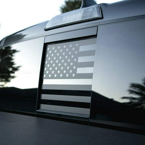 AnyStickerYouWant - USA American Flag Vinyl Decal Rear Sliding Window Flag Sticker Fits Most Trucks or Vehicles (Measure Your Rear Window Before Ordering)