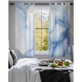 thumbnail image 3 of Blue Marble Sheer Curtains 45 Inch Length 2 Panels Set for Living Room/Bedroom, Gradual Modern Abstract Art Kitchen Curtains with Grommet Semi-Sheer Curtains Drapes Voile Window Treatments 42"x45"x2, 3 of 7