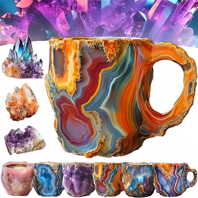 Tazas de café de cristal mineral, taza de café de cristal mineral natural, café de cristal mineral, tazas de café de cristal, tazas de café navideñas