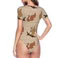 thumbnail image 3 of Uemuo Cartoon Squirrel Pattern Women's One Piece Short Sleeve Swimsuit Rash Guard Surfing Modest Quick-drying Swimsuit Beach Essentials-X-Large, 3 of 9