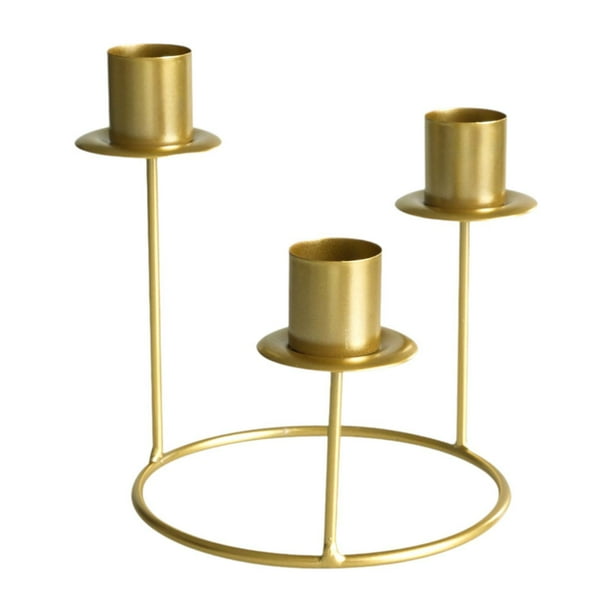 Candelabro porta velas,Candelabro porta velas candelabro soporte 3 brazos,Pilar de vela cónico de metal alto y largo para bodas,Centro de mesa para fiestas,aniversarios,cenas,eventos y oro