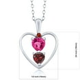 thumbnail image 2 of Gem Stone King 925 Sterling Silver Pink Created Sapphire Pendant Necklace for Women (0.94 Cttw, Gemstone September Birthstone, Heart 5MM and 4MM, with 18 inch Silver Chain), 2 of 3