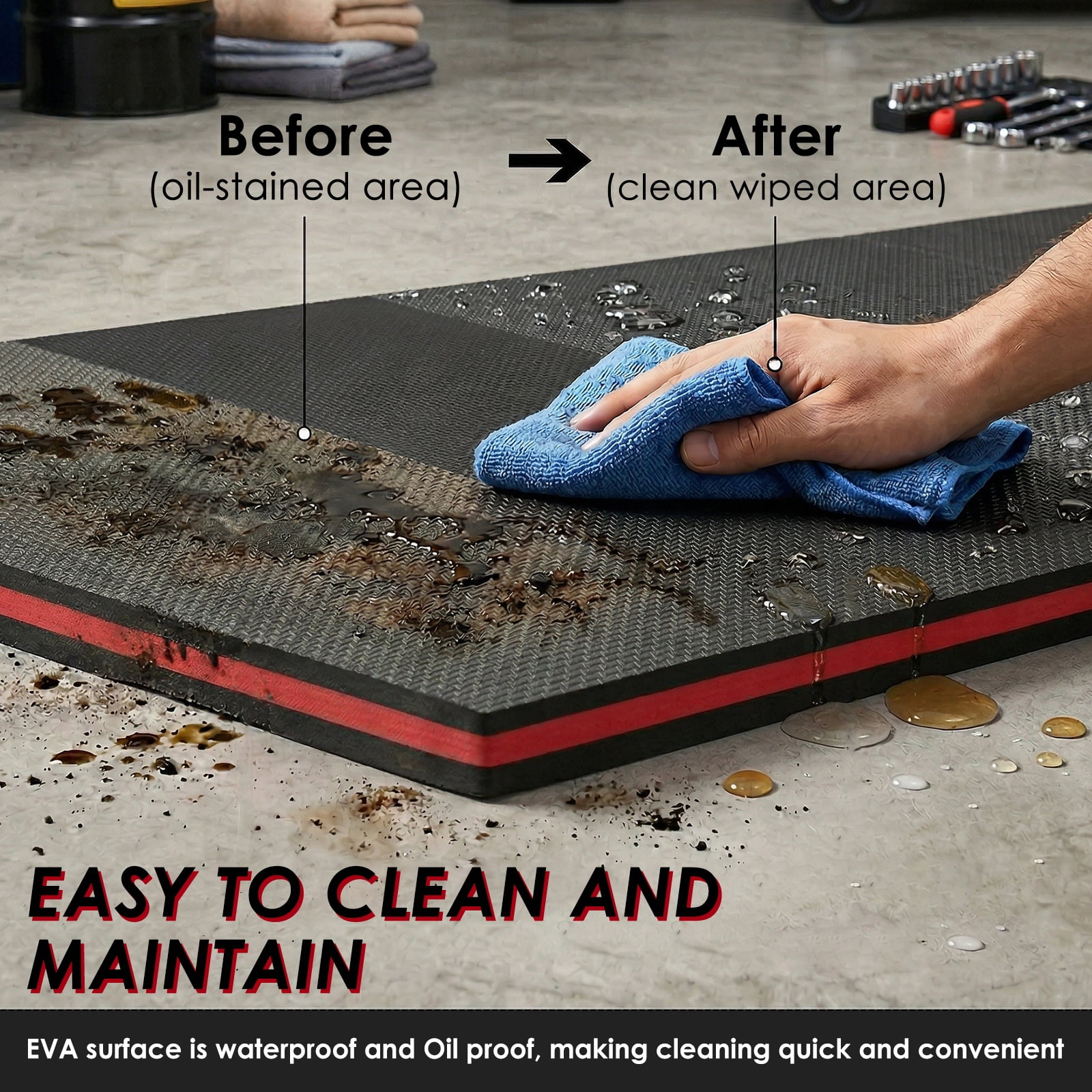 Thick Mechanic Mat Foldable EVA Mat with Handle Waterproof Mechanic Kneeling Pad for Garage Workshop Repairing Gardening 46x15.8x1.2inch