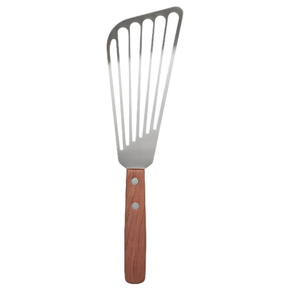 Winco Metal/Wood Fish Spatula, 6-1/2", Silver
