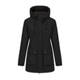 thumbnail image 4 of Women Lightweight Waterproof Parka Hooded Softshell Rain Jacket Warm Windbreaker Long Outdoor Coat with Pockets, 4 of 6