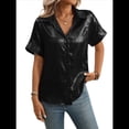 thumbnail image 2 of Tops de Verano para Mujer, de Corta, con Cuello en V, para Hacer Ejercicio, Blusas Bonitas, Elegantes, Informales, A , Camisetas Lisas. Negro XXL, 2 of 9