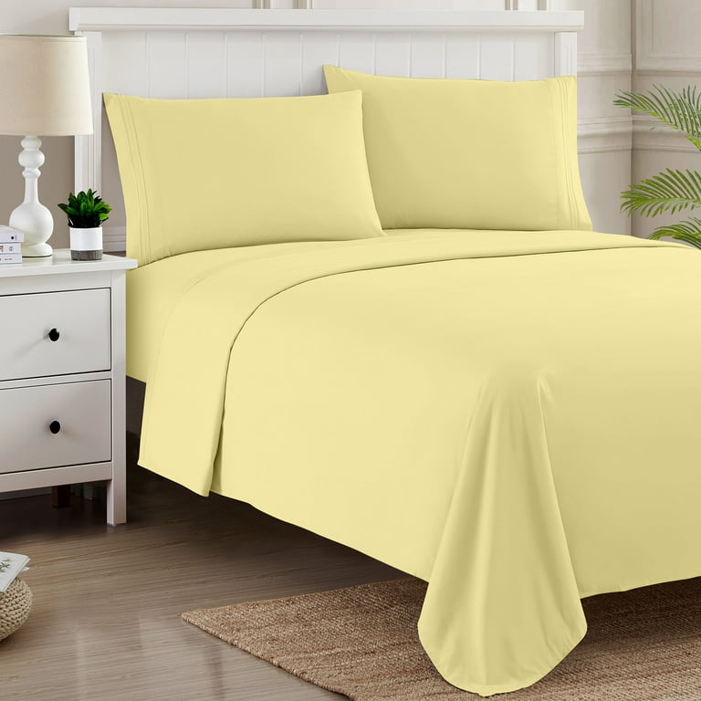 1800 Series 4 Piece Deep Pocket Bedroom Bed Sheet Set Queen Pale