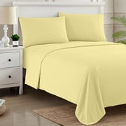 1800 Series 4 Piece Deep Pocket Bedroom Bed Sheet Set Queen - Pale Yellow