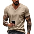 thumbnail image 2 of Mfakffe Mens T-shirt Casual V-Neck Short Sleeve Breathable Fitness Shirt Lightweight Comfy Versatile Sport Top, 2 of 3