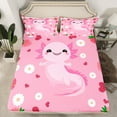 thumbnail image 2 of Manfei Kawaii Axolotl Animal Twin Sheet Sets for Kids, Cute Pink Strawberry Twin Fitted Sheet, Flower Floral Flat Sheet, Lightweight Room Decor, 3 Pieces, 2 of 7
