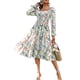 thumbnail image 5 of TRKIYQC Vestido de Mujer, Estampado Floral Cuello Cuadrado Cuello Barco Manga Larga Una Pieza con Cinturón para Primavera Verano TRKIYQC moda, 5 of 7